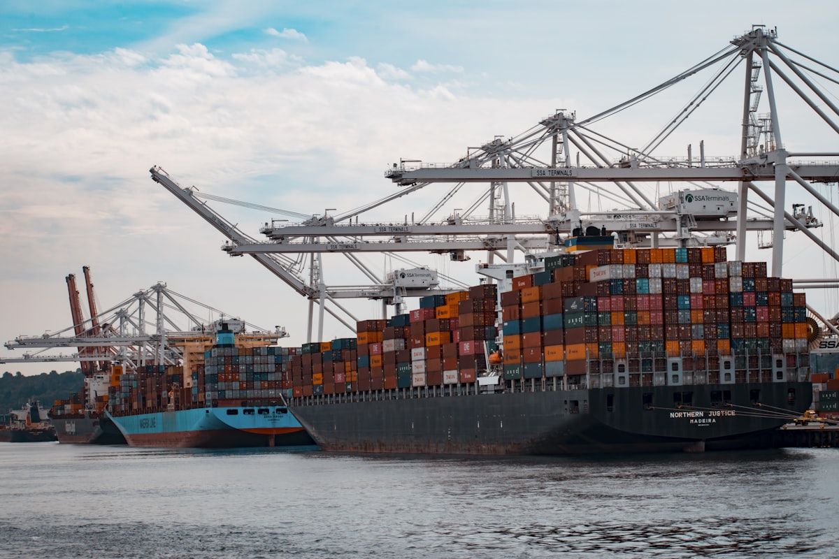 International cargo shipping vessel